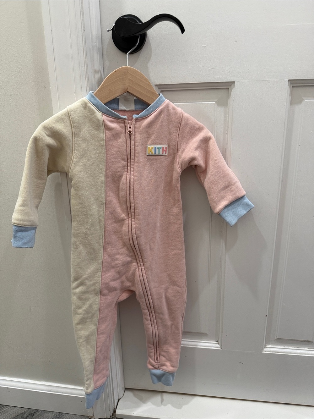 Kith Pastel Pink, Cream & Light Blue Zip-Front Kids One-Piece